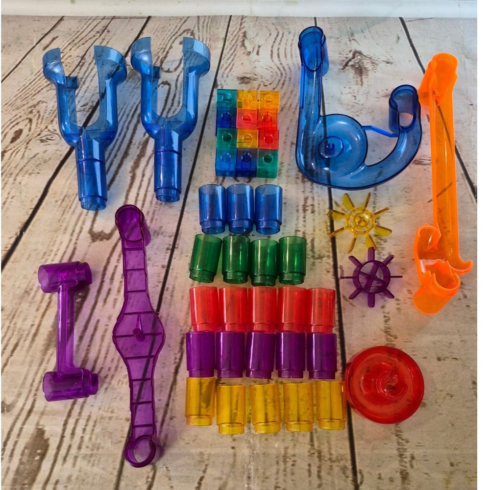 Translucent Marble Run Replacement Parts Expansion Lot Vortex Chutes Tubes